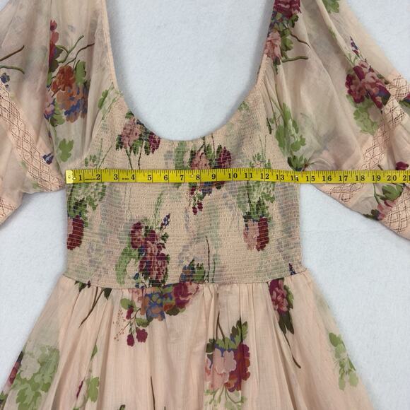 Morning Glory Smocked Floral Maxi Dress Pink M NWT - Picture 4 of 14